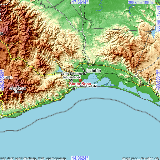 Topographic map of Santa Rosa