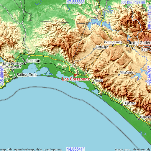 Topographic map of Los Corazones