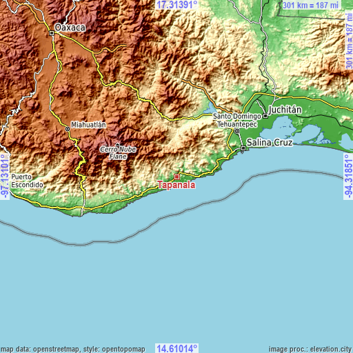 Topographic map of Tapanalá