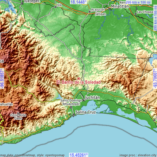 Topographic map of El Barrio de la Soledad