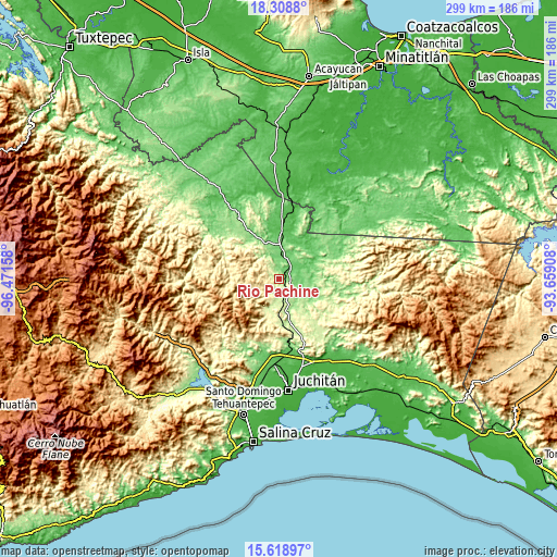 Topographic map of Río Pachiñe