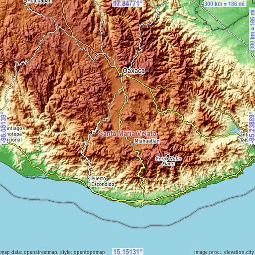 Topographic map of Santa María Velato