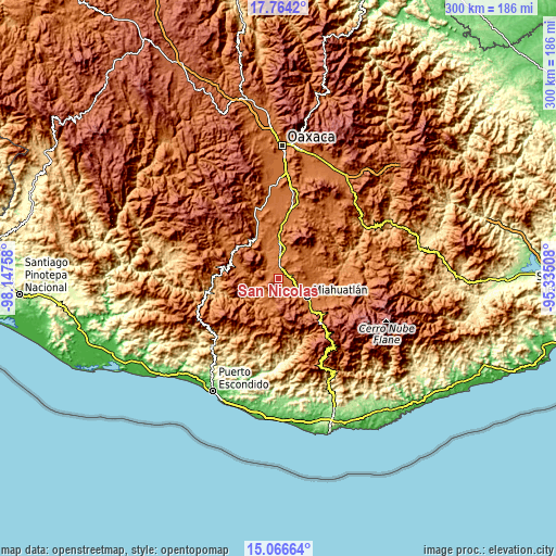 Topographic map of San Nicolás