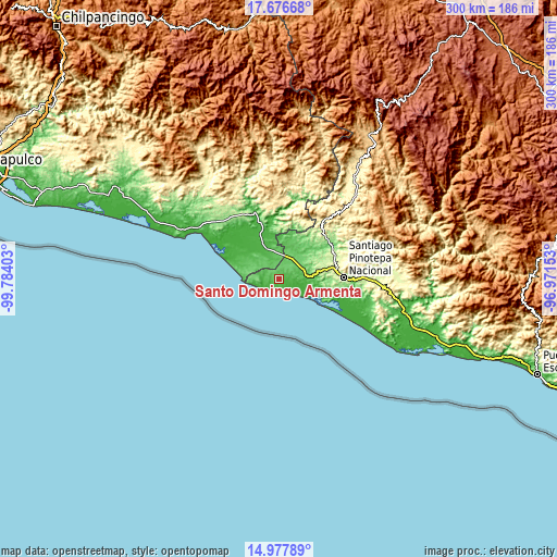 Topographic map of Santo Domingo Armenta