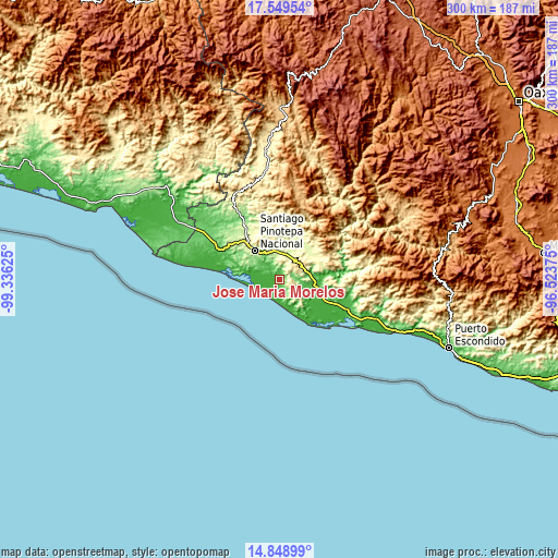 Topographic map of José María Morelos