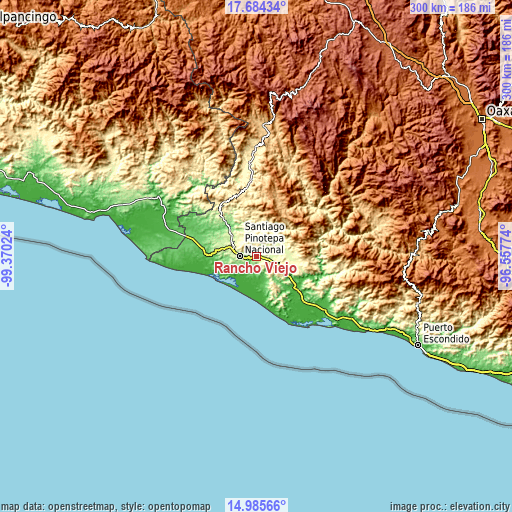 Topographic map of Rancho Viejo