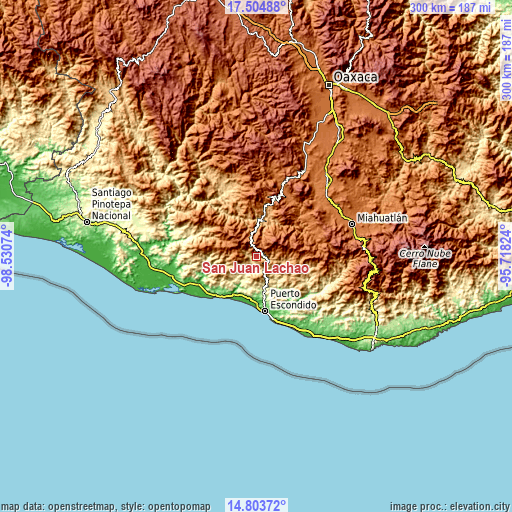 Topographic map of San Juan Lachao