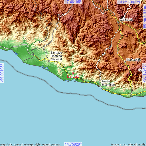 Topographic map of La Luz