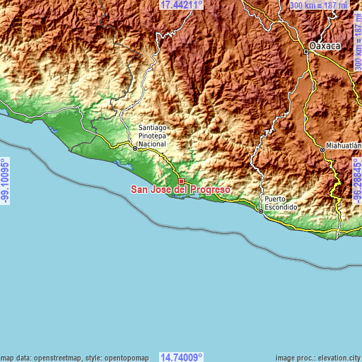 Topographic map of San José del Progreso