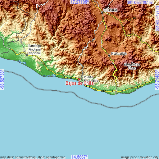 Topographic map of Bajos de Chila