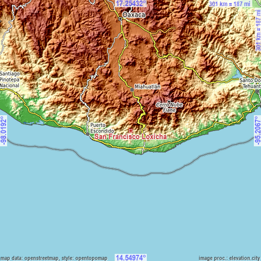 Topographic map of San Francisco Loxicha