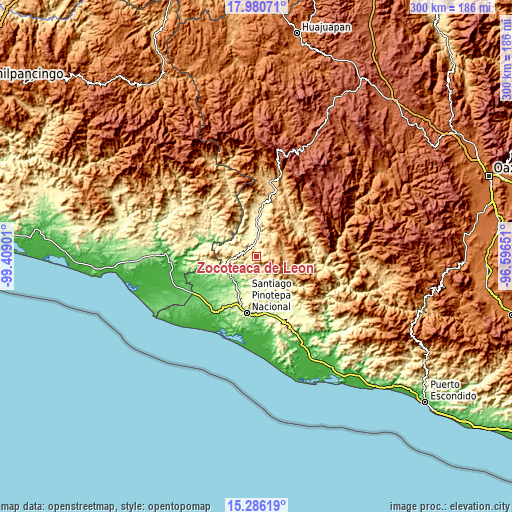 Topographic map of Zocoteaca de León