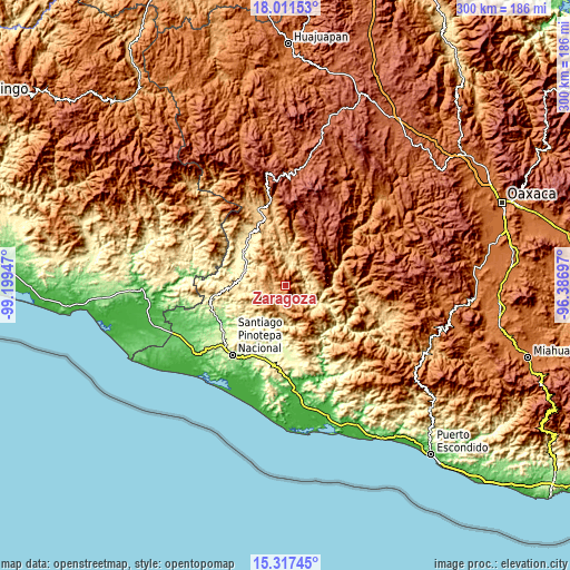 Topographic map of Zaragoza