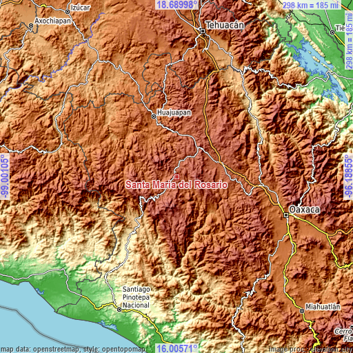 Topographic map of Santa María del Rosario