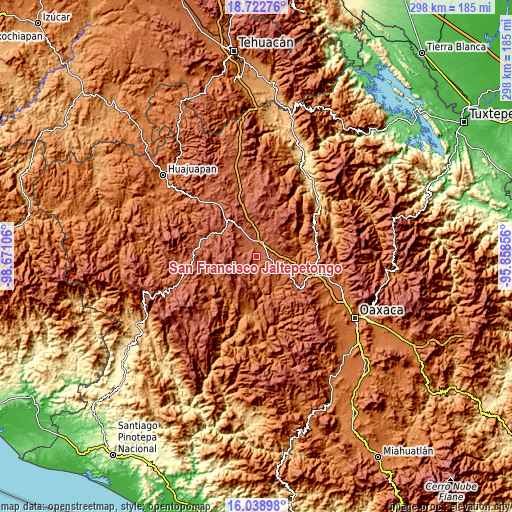 Topographic map of San Francisco Jaltepetongo