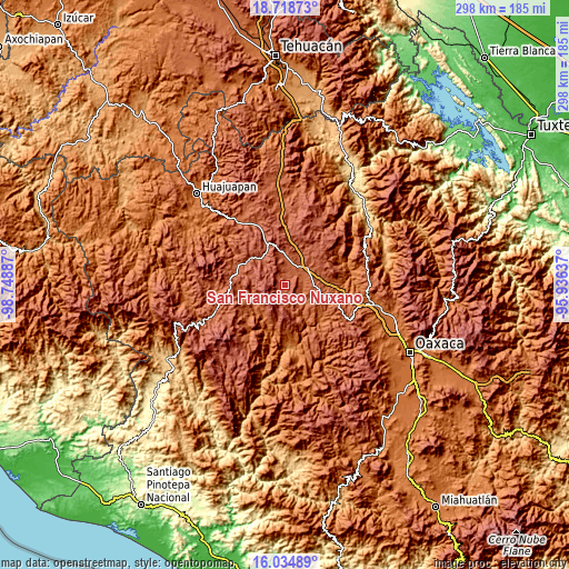 Topographic map of San Francisco Nuxaño