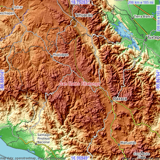 Topographic map of San Mateo Etlatongo