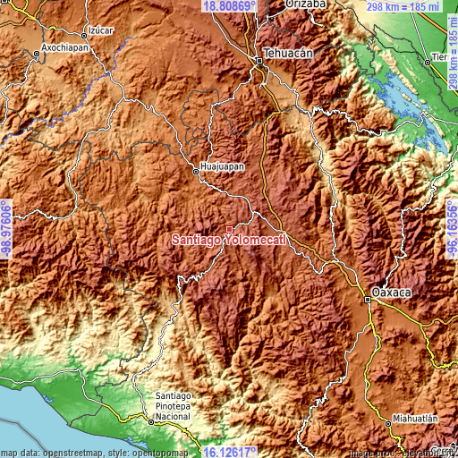 Topographic map of Santiago Yolomécatl