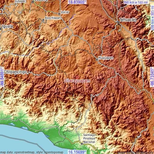 Topographic map of Silacayoápam