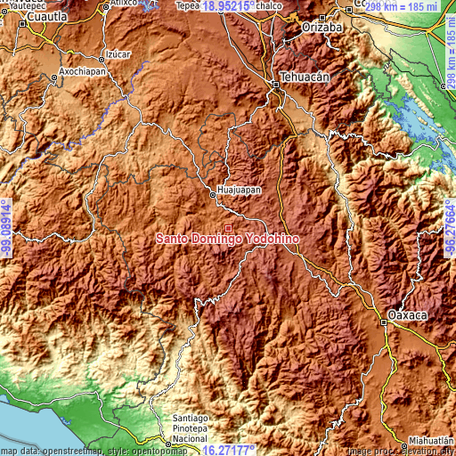 Topographic map of Santo Domingo Yodohino