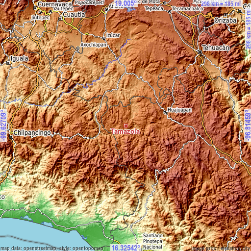 Topographic map of Tamazola