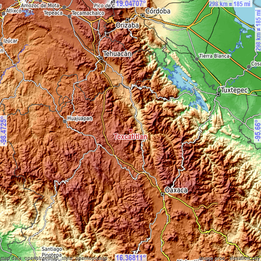 Topographic map of Texcatitlán