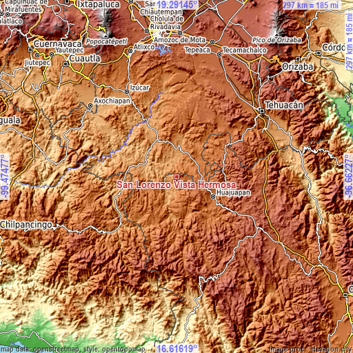 Topographic map of San Lorenzo Vista Hermosa