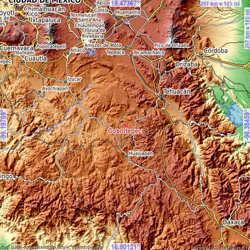 Topographic map of Cosoltepec