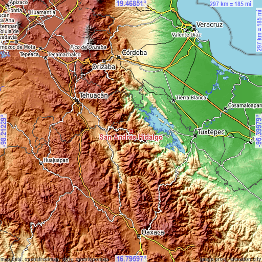 Topographic map of San Andrés Hidalgo