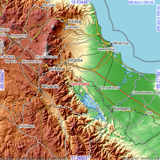 Topographic map of Tezonapa