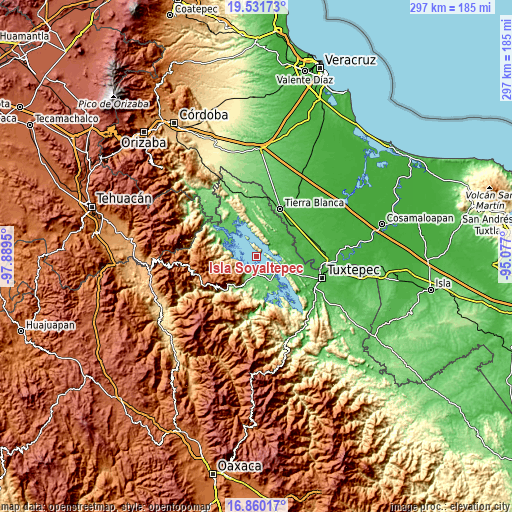 Topographic map of Isla Soyaltepec