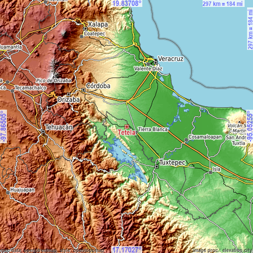 Topographic map of Tetela