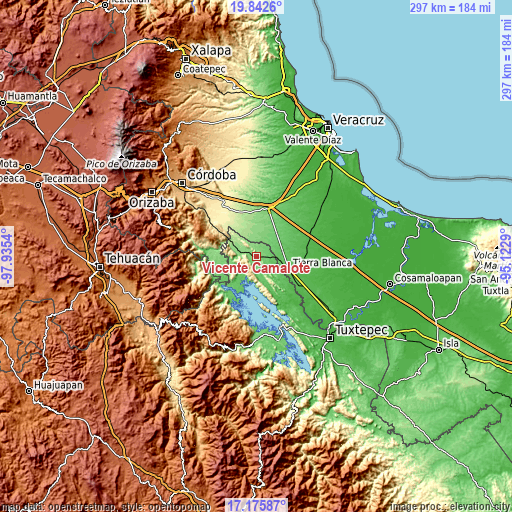 Topographic map of Vicente Camalote