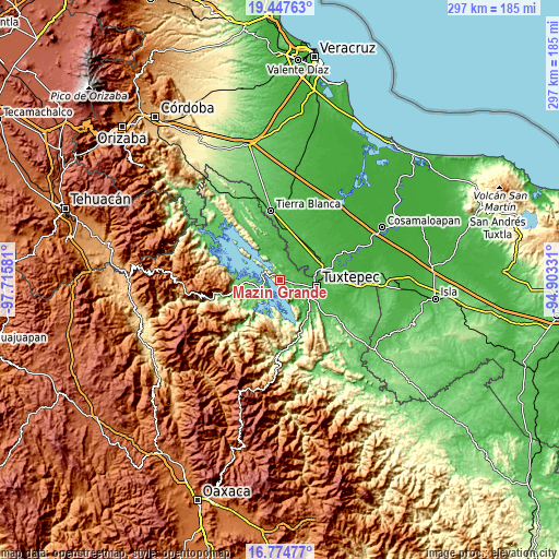 Topographic map of Mazín Grande