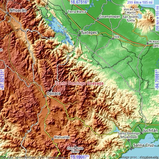 Topographic map of Santo Domingo Roayaga