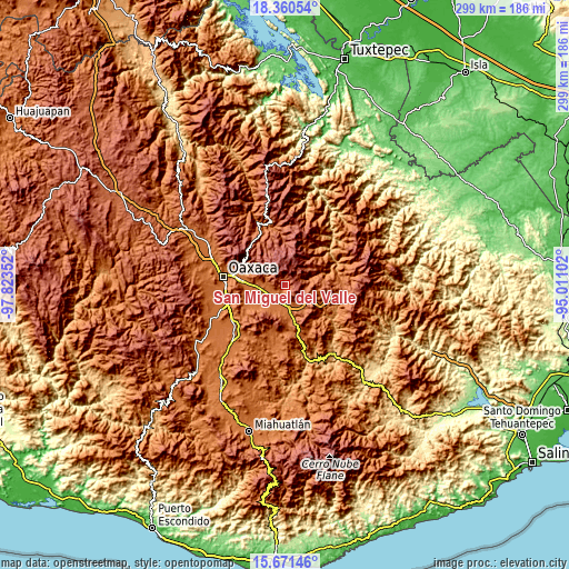 Topographic map of San Miguel del Valle