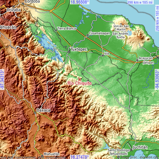 Topographic map of Río Chiquito