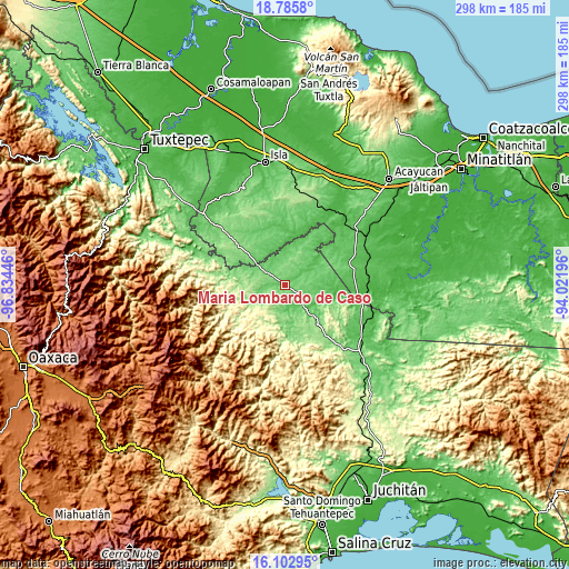 Topographic map of María Lombardo de Caso