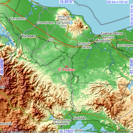 Topographic map of El Paraíso