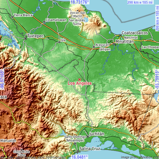 Topographic map of Los Ángeles