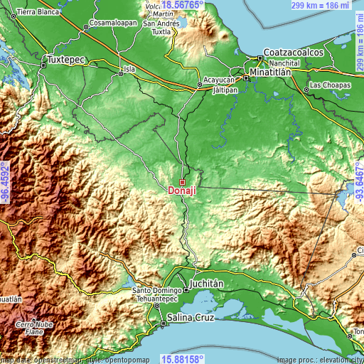 Topographic map of Donaji