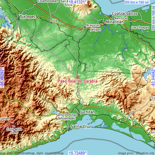 Topographic map of Paso Real de Sarabia