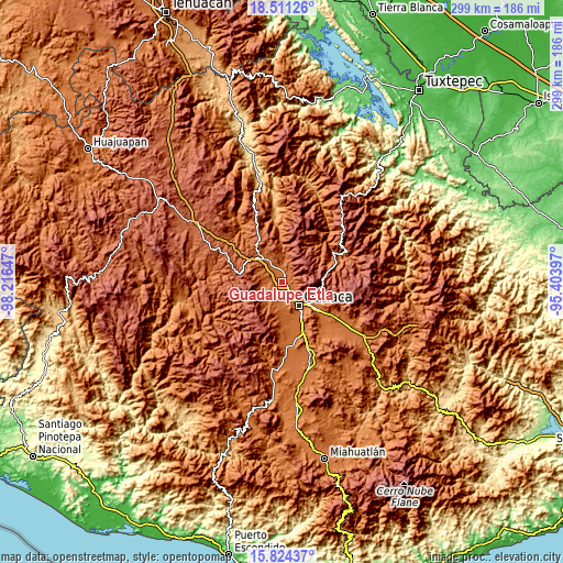 Topographic map of Guadalupe Etla