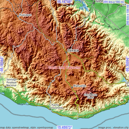 Topographic map of Santa Inés Yatzeche