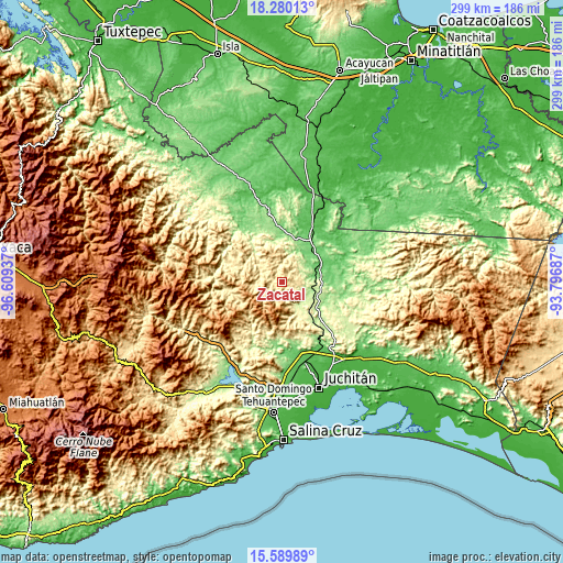 Topographic map of Zacatal