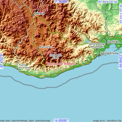 Topographic map of Merced del Potrero