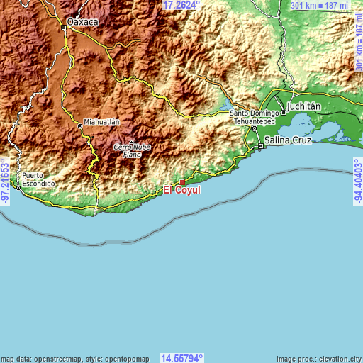 Topographic map of El Coyul