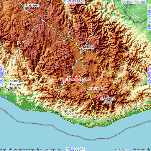 Topographic map of Agua del Espino