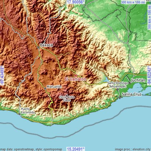 Topographic map of El Camarón