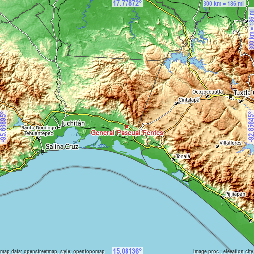 Topographic map of General Pascual Fentes